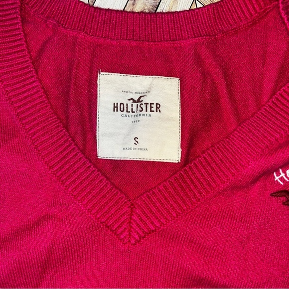 HOLLISTER V Neck Pink Y2K Sweater Casual Soft Sz Small - Picture 2 of 10